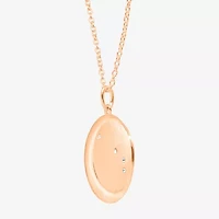 Limited Quantities! Aries Womens Lab Created White Crystal 14K Rose Gold Over Silver 14K Rose Gold Circle 20 Inch Pendant Necklace