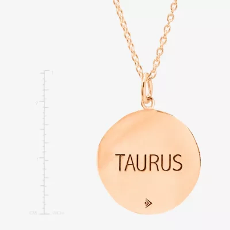 Limited Quantities! Taurus Womens Lab Created White Crystal 14K Rose Gold Over Silver 14K Rose Gold Circle 20 Inch Pendant Necklace
