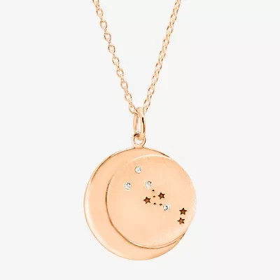 Limited Quantities! Taurus Womens Lab Created White Crystal 14K Rose Gold Over Silver 14K Rose Gold Circle 20 Inch Pendant Necklace