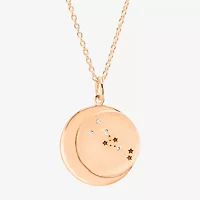Limited Quantities! Taurus Womens Lab Created White Crystal 14K Rose Gold Over Silver 14K Rose Gold Circle 20 Inch Pendant Necklace