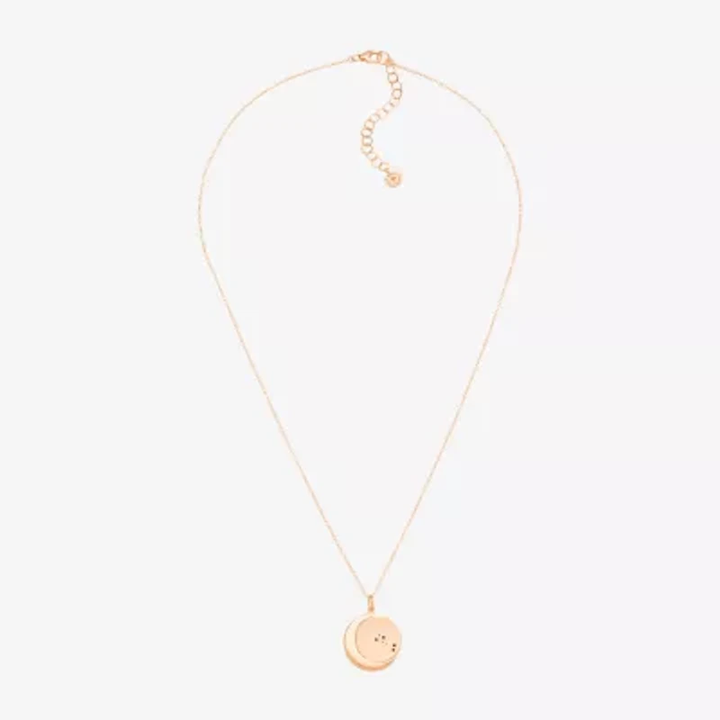 Limited Quantities! Taurus Womens Lab Created White Crystal 14K Rose Gold Over Silver 14K Rose Gold Circle 20 Inch Pendant Necklace
