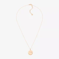 Limited Quantities! Taurus Womens Lab Created White Crystal 14K Rose Gold Over Silver 14K Rose Gold Circle 20 Inch Pendant Necklace