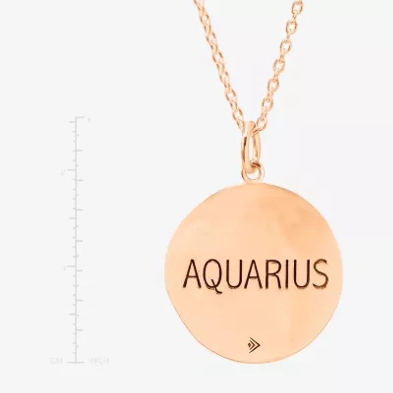 Limited Quantities! Aquarius Womens Lab Created White Crystal 14K Rose Gold Over Silver 14K Rose Gold Circle 20 Inch Pendant Necklace