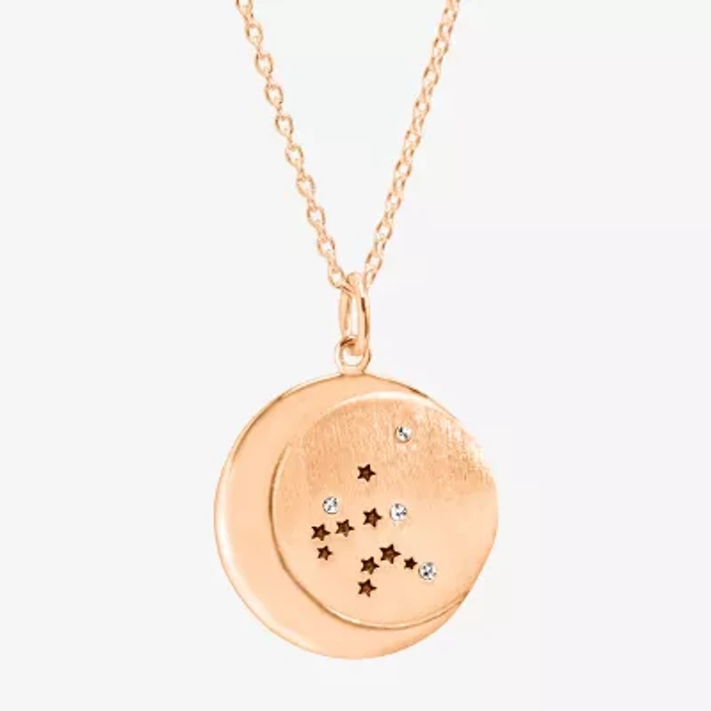 Limited Quantities! Aquarius Womens Lab Created White Crystal 14K Rose Gold Over Silver 14K Rose Gold Circle 20 Inch Pendant Necklace