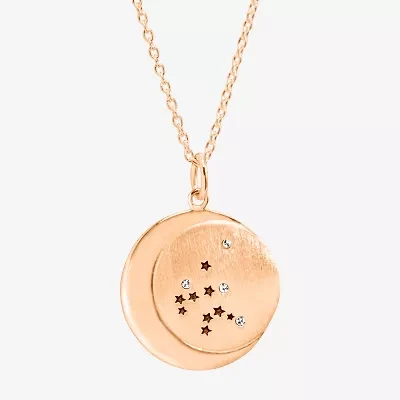 Limited Quantities! Aquarius Womens Lab Created White Crystal 14K Rose Gold Over Silver 14K Rose Gold Circle 20 Inch Pendant Necklace