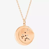 Limited Quantities! Aquarius Womens Lab Created White Crystal 14K Rose Gold Over Silver 14K Rose Gold Circle 20 Inch Pendant Necklace