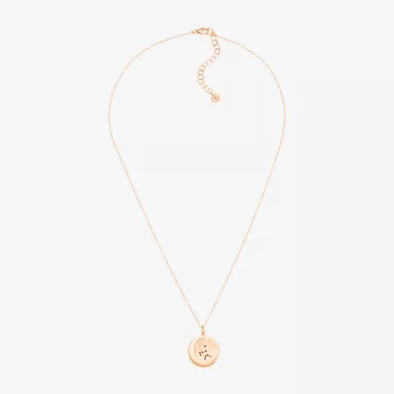 Limited Quantities! Aquarius Womens Lab Created White Crystal 14K Rose Gold Over Silver 14K Rose Gold Circle 20 Inch Pendant Necklace