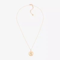 Limited Quantities! Aquarius Womens Lab Created White Crystal 14K Rose Gold Over Silver 14K Rose Gold Circle 20 Inch Pendant Necklace