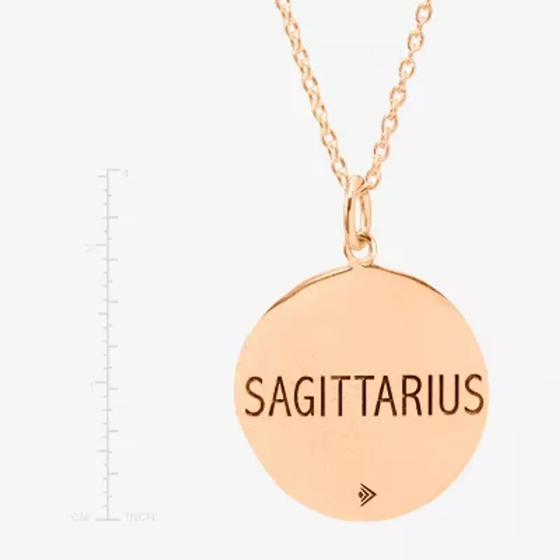 Limited Quantities! Sagitarius Womens Lab Created White Crystal 14K Rose Gold Over Silver 14K Rose Gold Circle 20 Inch Pendant Necklace