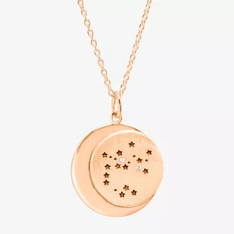 Limited Quantities! Sagitarius Womens Lab Created White Crystal 14K Rose Gold Over Silver 14K Rose Gold Circle 20 Inch Pendant Necklace