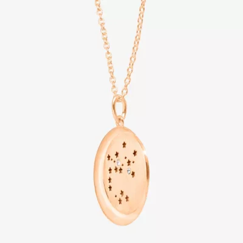 Limited Quantities! Sagitarius Womens Lab Created White Crystal 14K Rose Gold Over Silver 14K Rose Gold Circle 20 Inch Pendant Necklace