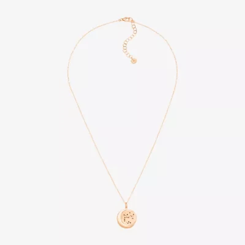 Limited Quantities! Sagitarius Womens Lab Created White Crystal 14K Rose Gold Over Silver 14K Rose Gold Circle 20 Inch Pendant Necklace