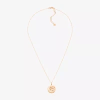 Limited Quantities! Sagitarius Womens Lab Created White Crystal 14K Rose Gold Over Silver 14K Rose Gold Circle 20 Inch Pendant Necklace
