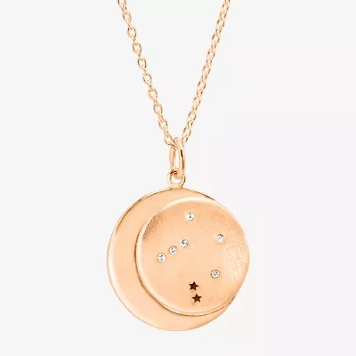 Limited Quantities! Libra Womens Lab Created White Crystal 14K Rose Gold Over Silver Circle 20 Inch Pendant Necklace