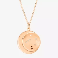 Limited Quantities! Libra Womens Lab Created White Crystal 14K Rose Gold Over Silver Circle 20 Inch Pendant Necklace
