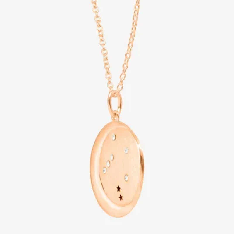 Limited Quantities! Libra Womens Lab Created White Crystal 14K Rose Gold Over Silver Circle 20 Inch Pendant Necklace