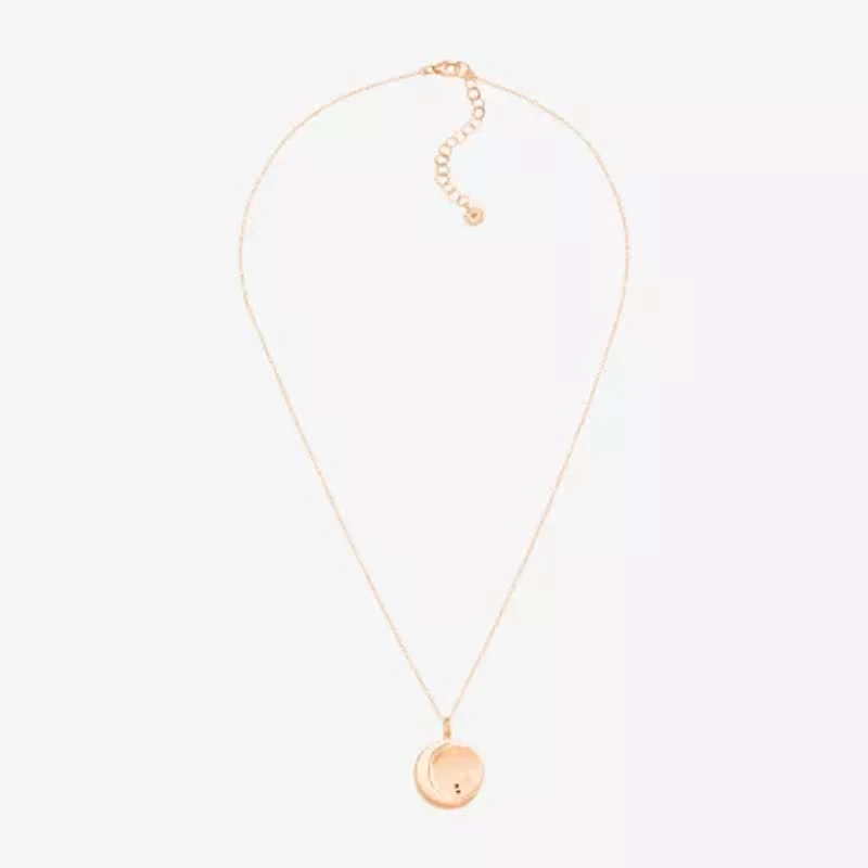 Limited Quantities! Libra Womens Lab Created White Crystal 14K Rose Gold Over Silver Circle 20 Inch Pendant Necklace