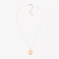 Limited Quantities! Libra Womens Lab Created White Crystal 14K Rose Gold Over Silver Circle 20 Inch Pendant Necklace