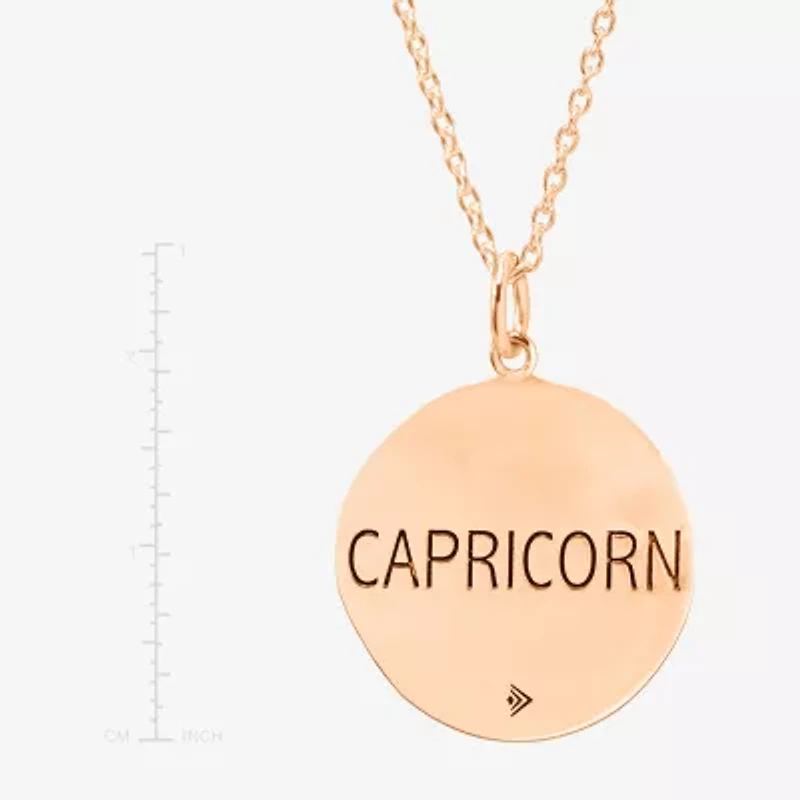 Limited Quantities! Capricorn Womens Lab Created White Crystal 14K Rose Gold Over Silver 14K Rose Gold Circle 20 Inch Pendant Necklace