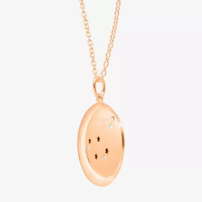 Limited Quantities! Capricorn Womens Lab Created White Crystal 14K Rose Gold Over Silver 14K Rose Gold Circle 20 Inch Pendant Necklace
