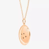 Limited Quantities! Capricorn Womens Lab Created White Crystal 14K Rose Gold Over Silver 14K Rose Gold Circle 20 Inch Pendant Necklace
