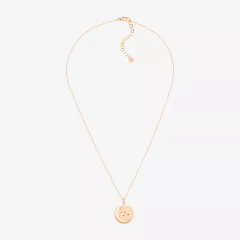 Limited Quantities! Capricorn Womens Lab Created White Crystal 14K Rose Gold Over Silver 14K Rose Gold Circle 20 Inch Pendant Necklace