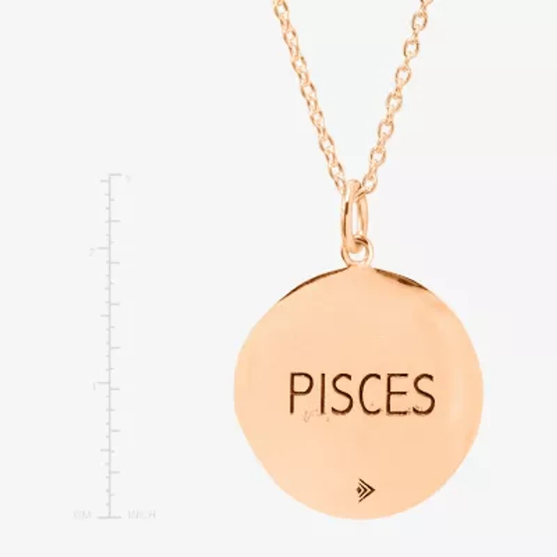 Limited Quantities! Pisces Womens Lab Created White Crystal 14K Rose Gold Over Silver 14K Rose Gold Circle 20 Inch Pendant Necklace