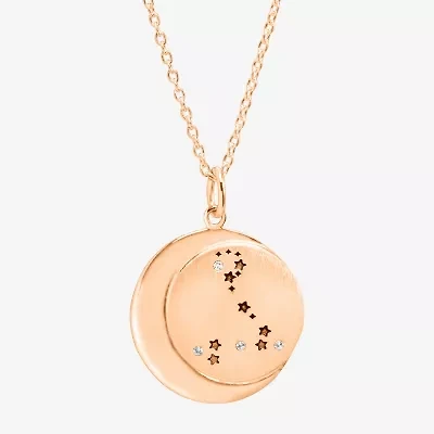 Limited Quantities! Pisces Womens Lab Created White Crystal 14K Rose Gold Over Silver 14K Rose Gold Circle 20 Inch Pendant Necklace