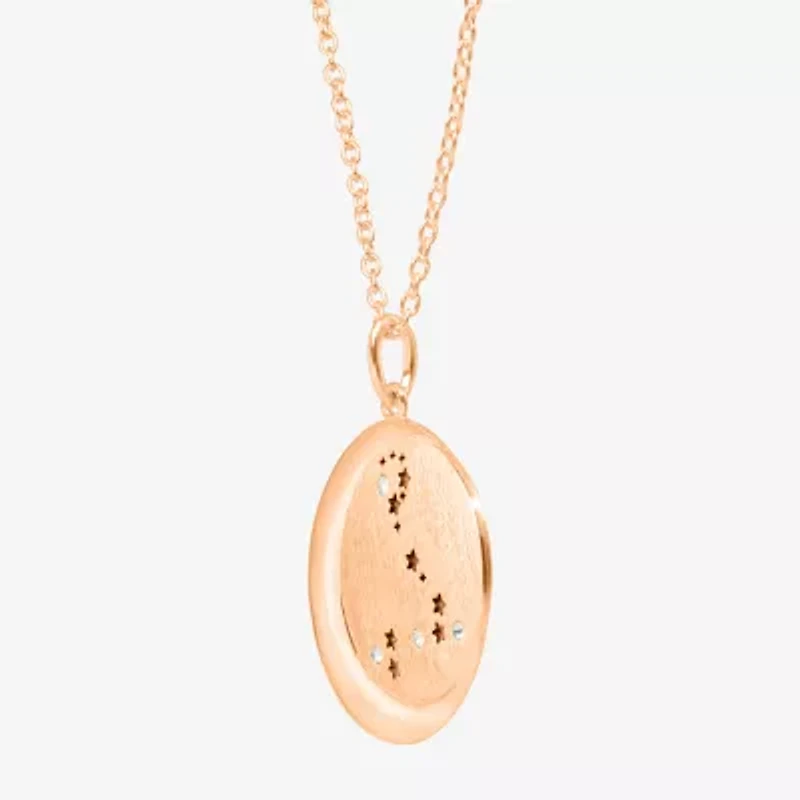 Limited Quantities! Pisces Womens Lab Created White Crystal 14K Rose Gold Over Silver 14K Rose Gold Circle 20 Inch Pendant Necklace