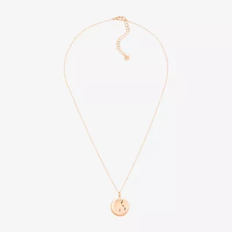 Limited Quantities! Pisces Womens Lab Created White Crystal 14K Rose Gold Over Silver 14K Rose Gold Circle 20 Inch Pendant Necklace
