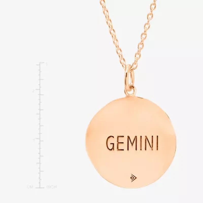 Limited Quantities! Gemini Womens Lab Created White Crystal 14K Rose Gold Over Silver 14K Rose Gold Circle 20 Inch Pendant Necklace