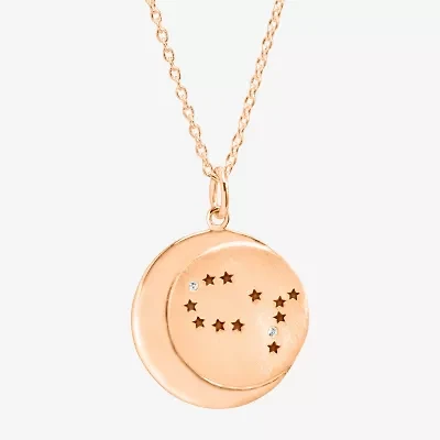 Limited Quantities! Gemini Womens Lab Created White Crystal 14K Rose Gold Over Silver 14K Rose Gold Circle 20 Inch Pendant Necklace