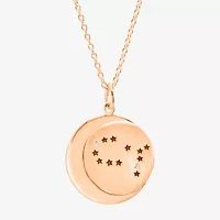 Limited Quantities! Gemini Womens Lab Created White Crystal 14K Rose Gold Over Silver 14K Rose Gold Circle 20 Inch Pendant Necklace