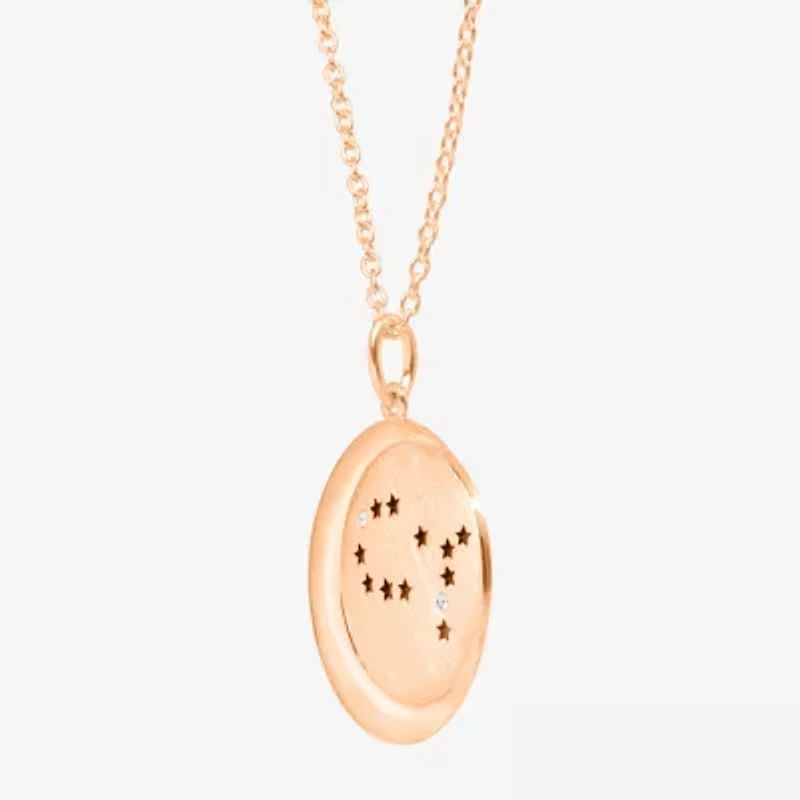 Limited Quantities! Gemini Womens Lab Created White Crystal 14K Rose Gold Over Silver 14K Rose Gold Circle 20 Inch Pendant Necklace