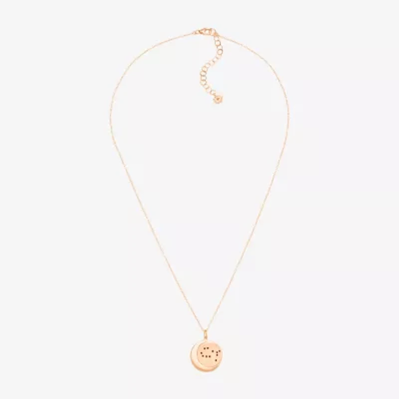 Limited Quantities! Gemini Womens Lab Created White Crystal 14K Rose Gold Over Silver 14K Rose Gold Circle 20 Inch Pendant Necklace