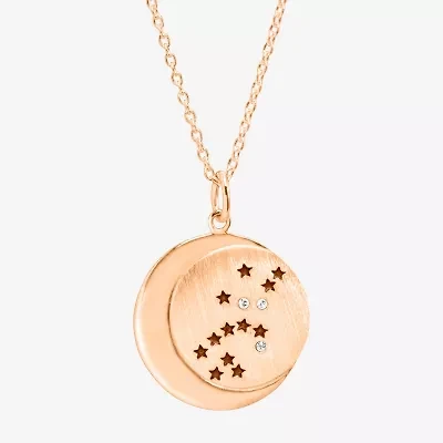 Limited Quantities! Virgo Womens Lab Created White Crystal 14K Rose Gold Over Silver 14K Rose Gold Circle 20 Inch Pendant Necklace