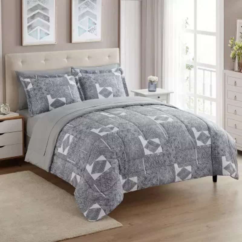 Sweet Home Collection™ Tulsa Bed-in-A-Bag Printed Comforter Set with Bonus Pillowcases