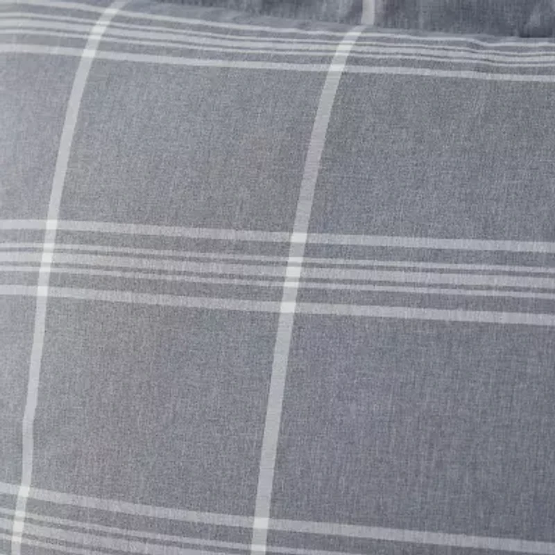 Sweet Home Collection Chambray Weave Plaid Midweight Down Alternative Comforter Set