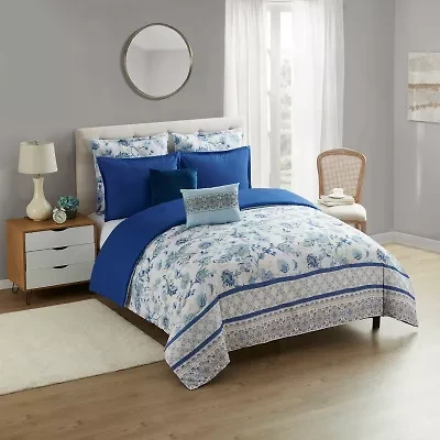 Sweet Home Collection™ Margolis Floral Printed Comforter Set with Bonus Pillowcases