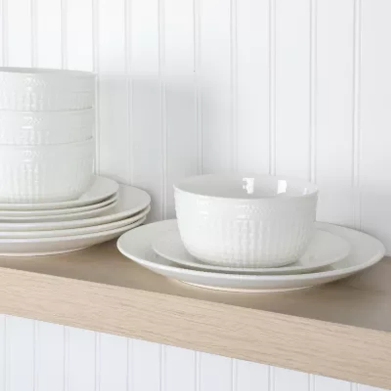 Martha Stewart Basketweave 12-pc. Ceramic Dinnerware Set