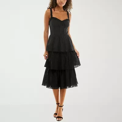 B. Smart Womens Sleeveless Midi Juniors Fit + Flare Dress
