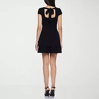 B. Smart Bow Back Womens Juniors Short Sleeve Fit + Flare Dress