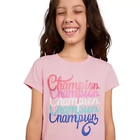 Champion Big Kid Girls Crew Neck Short Sleeve Classic Fit Graphic T-Shirt