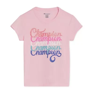 Champion Big Kid Girls Crew Neck Short Sleeve Classic Fit Graphic T-Shirt