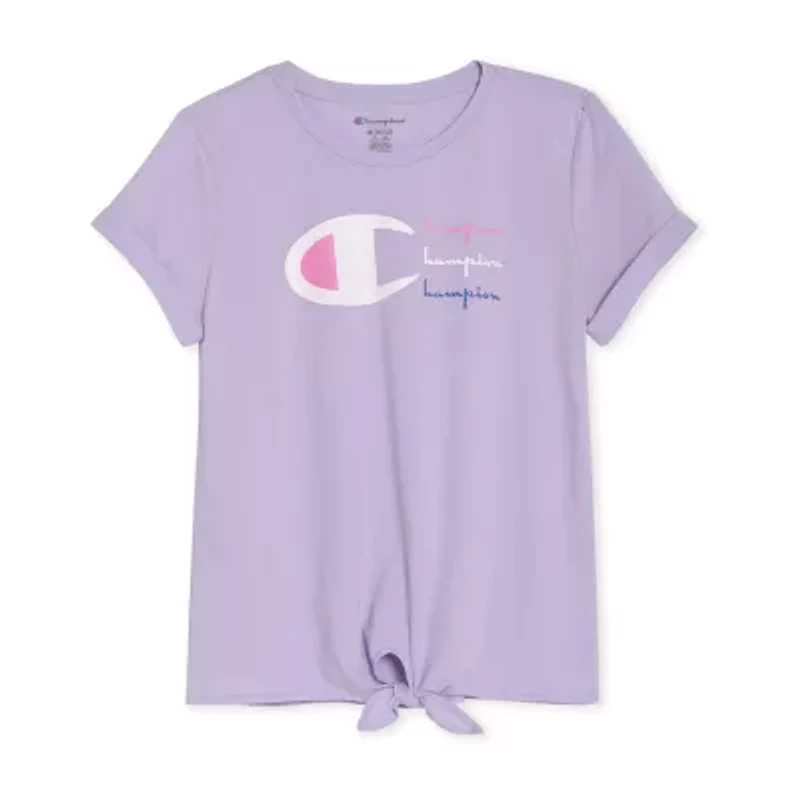 Champion Big Kid Girls Crew Neck Short Sleeve Classic Fit Graphic T-Shirt
