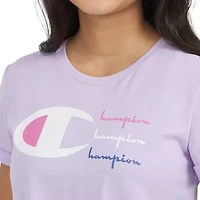 Champion Big Kid Girls Crew Neck Short Sleeve Classic Fit Graphic T-Shirt