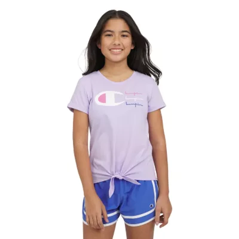 Champion Big Kid Girls Crew Neck Short Sleeve Classic Fit Graphic T-Shirt