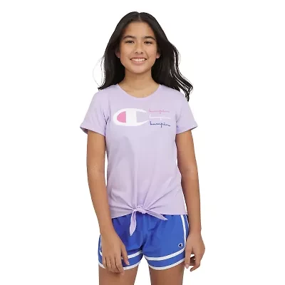 Champion Big Kid Girls Crew Neck Short Sleeve Classic Fit Graphic T-Shirt