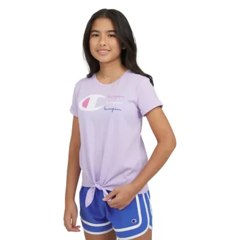 Champion Big Kid Girls Crew Neck Short Sleeve Classic Fit Graphic T-Shirt