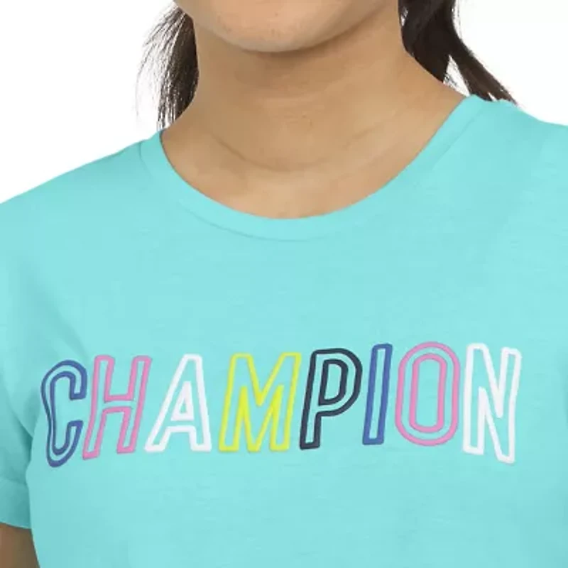Champion Big Kid Girls Crew Neck Short Sleeve Classic Fit Graphic T-Shirt